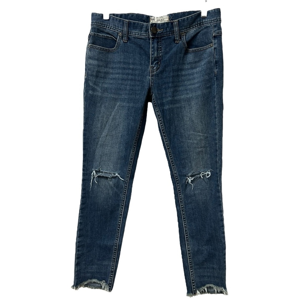 Free People Women’s Distressed Shark Bite Raw‎ Hem Skinny Jeans  Sz 27
